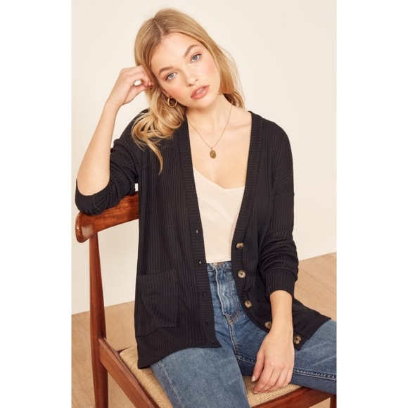 Reformation Sweaters - NWOT REFORMATION Boyfriend Cardigan Black Sweater